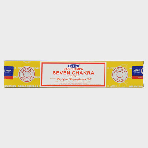 Satya Nag Champa - Seven Chakra Incense - New 15g Pack (12 Sticks)