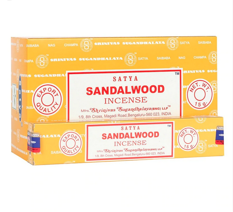 Satya Nag Champa - Sandalwood Incense - 15gram Box (~12 Sticks) Hand Rolled in India - Step Your Vibes Up!