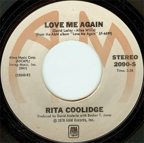 Rita Coolidge - Love Me Again / The Jealous Kind - VG+ 7" Single 45RPM 1978 A&M USA - Pop