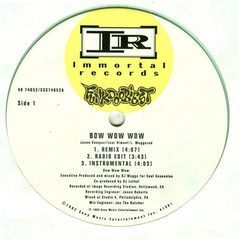 Fuckdoobiest - Bow Wow Wow VG+ - 12" Single 1992 Immortal USA Clear Vinyl - Hip Hop