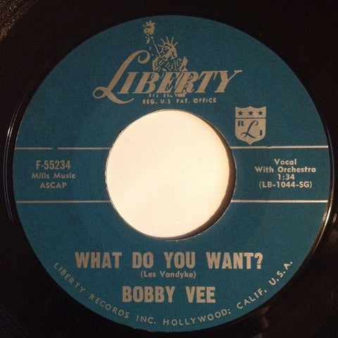 Bobby Vee ‎- What Do You Want? / My Love Loves Me - VG+ 7" Single 45 RPM 1959 USA - Rock / Pop