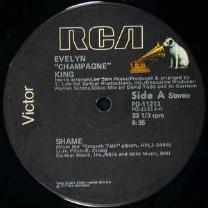 Evelyn "Champagne" King - Shame / Nobody Knows - VG+ 12" Single Record 1977 RCA Victor USA Vinyl - Soul / Disco