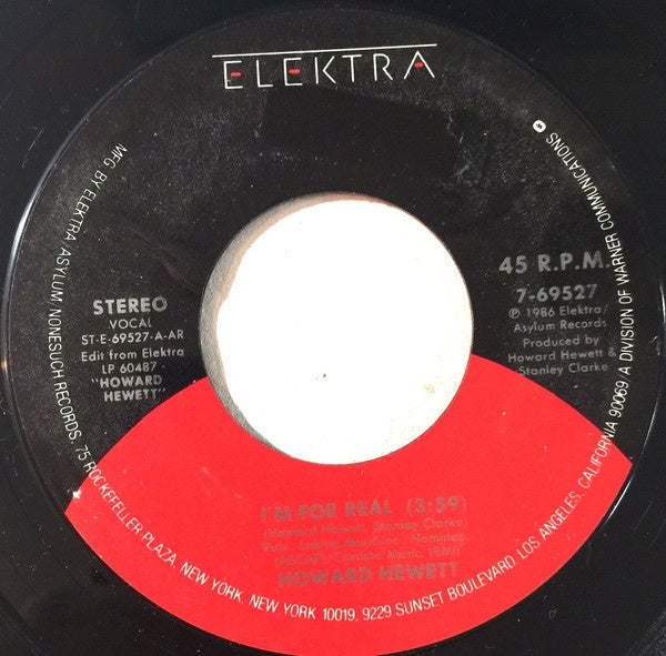 Howard Hewett- I'm For Real / Eye On You- VG+ 7" SIngle 45RPM- 1986 Elektra USA- Funk/Soul