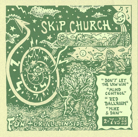 Skip Church - Don't Let The Law Win - New 2x 7" EP Record 2022 Magicatalog USA Vinyl & Hand Screened Cover - Garage Rock