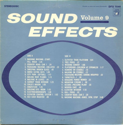 No Artist ‎– Sound Effects: Volume 9 - VG+ LP Record 1969 Audio Fidelity USA Vinyl - Special Effects / Field Recording