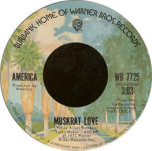 America - Muskrat Love / Cornwall Blank - VG 7" Single 45RM1973 Warner Bros. RecordsUSA - Rock / Pop