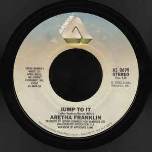 Aretha Franklin- Jump To It / Just My Daydream- VG+ 7" SIngle 45RPM- 1982 Arista USA- Electronic/Funk/Disco
