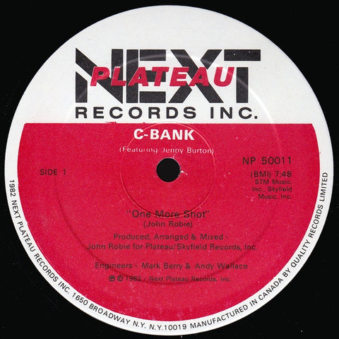 C-Bank Featuring Jenny Burton ‎– One More Shot - VG+ 12" Single Record 1982 USA Vinyl - Funk / Electro