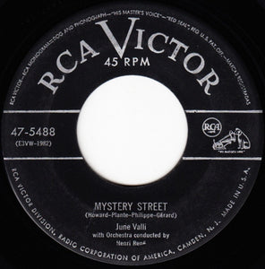 June Valli ‎– Mystery Street / Don't Forget To Write - VG+ 7" Single 45rpm RCA Victor USA - Folk