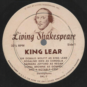 Various ‎– King Lear (A Modern Condensed Performance) VG+ 1962 Living Shakespeare Mono Pressing with Book - Radioplay / Spoken Word