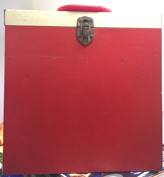 Vintage Metal Record 12" LP Album DJ Carrying Case Storage Box RED & WHITE - Shuga Records