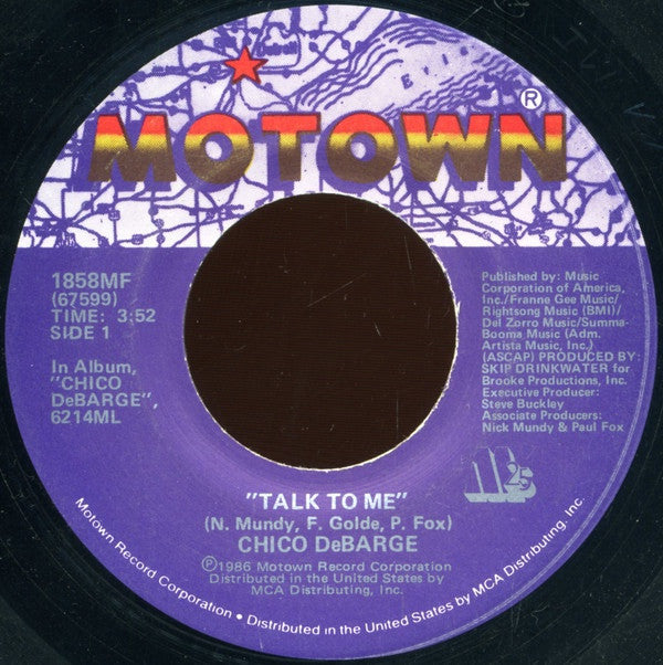 Chico DeBarge ‎- Talk To Me / If It Takes All Night - VG+ 45rpm 1986 Motown USA - Disco / Synth-Pop
