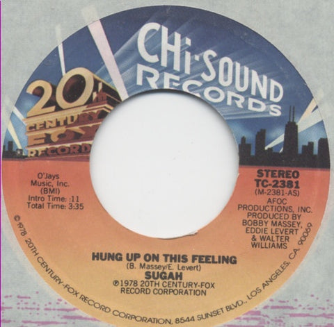 Sugah – Hung Up On This Feeling / Touch Me Again VG- (Low) 7" Single 45 rpm 1978 Chi Sound USA - Soul / Disco