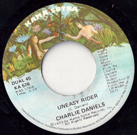 Charlie Daniels ‎– Uneasy Rider / Funky Junky - Mint- 45rpm 1973 - Country