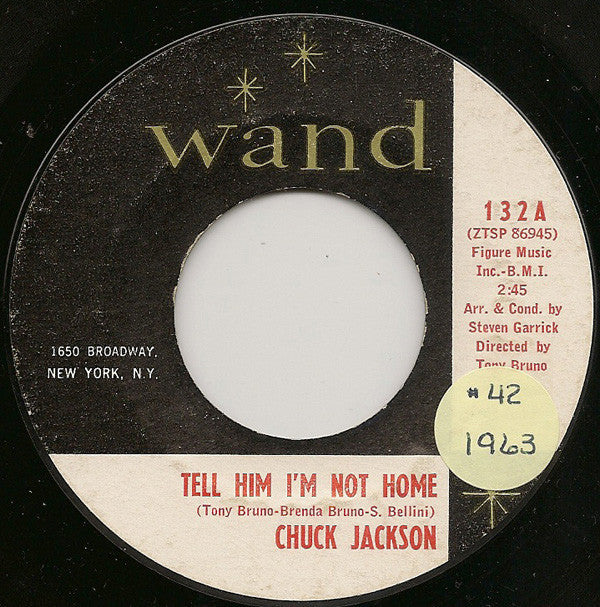 Chuck Jackson - Tell Him I'm Not Home / Lonely Am I VG - 7" Single 45 Record 1963 USA - Soul