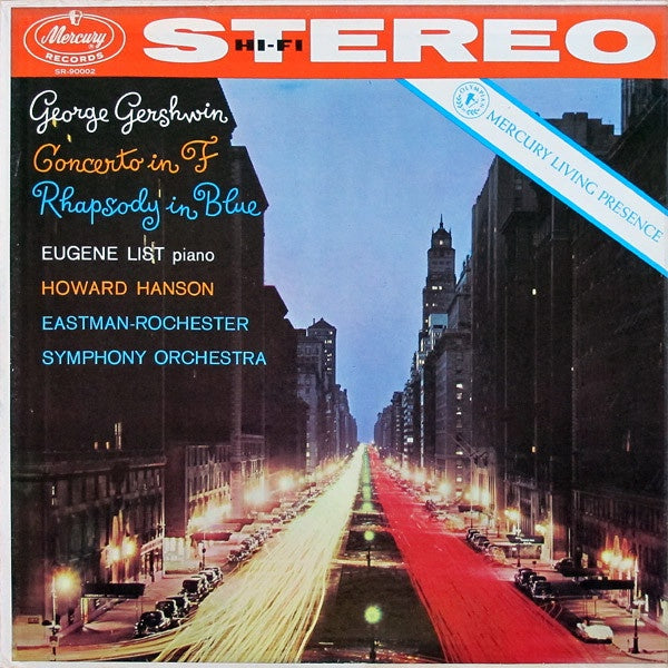 Eugene List & Howard Hanson ‎– Gershwin Rhapsody In Blue VG+ Lp Stereo 1961 USA Mercury Stereo - Classical - Shuga Records