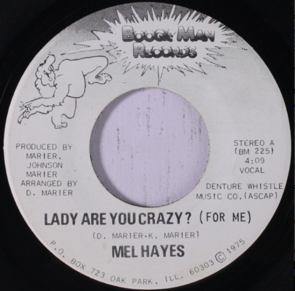 Mel Hayes / The Boogie Man Orchestra ‎– Lady Are You Crazy (For Me) - VG 45rpm 1975 USA - Chicago Disco