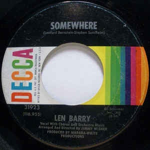 Len Barry ‎- Somewhere / It's A Cryin' Shame - Mint- 7" 45 Single 1966 USA - Funk / Soul