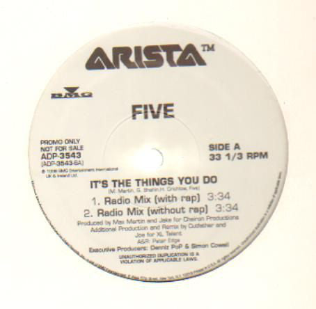 Five - It's The Things You Do - VG+ 12" Single Promo 1998 USA - Hip Hop / Electronic