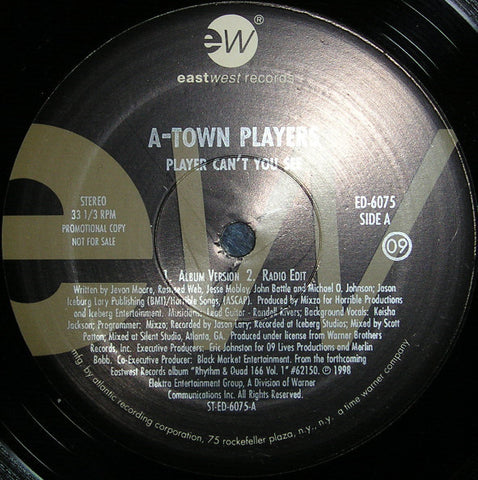 A-Town Players / Mixzo Feat. Envyi - Player Can't You See / It's About Time Mint- - 12" Single 1998 EastWest USA - Hip Hop
