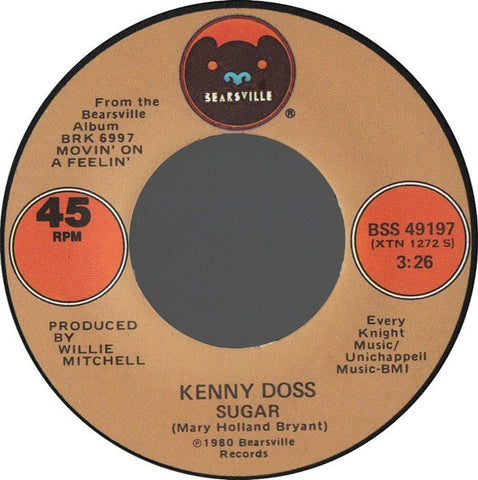 Kenny Doss ‎– Sugar / Are You Gonna Be With Me - VG 7" Single 45rpm 1980 Bearsville USA - Soul / Disco