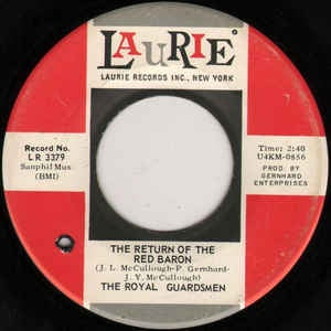 The Royal Guardsmenn- The Return Of The Red Baron / Sweetmeats Slide- M- 7" Single 45RPM- 1967 Laurie Records USA- Rock/Pop - Shuga Records