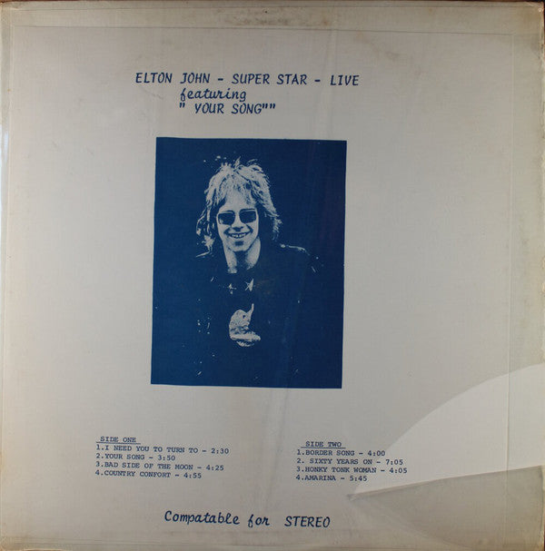 Elton John ‎– Super Star Live - VG Stereo 1970 USA Original Unofficial Press - Rock / Pop