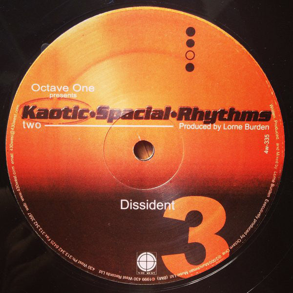Octave One Presents... - Kaotic Spacial Rhythms Two - Dissident - VG+ 12" Single 1999 - Detroit Techno