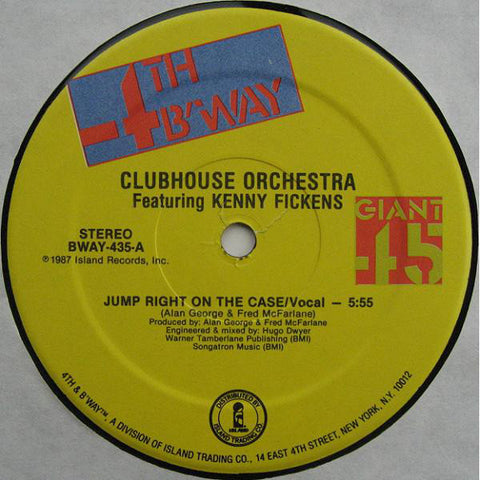 Clubhouse Orchestra Feat. Kenny Kickens - Jump Right On The Case Mint- - 12" Single 1987 4th & Broadway USA - House
