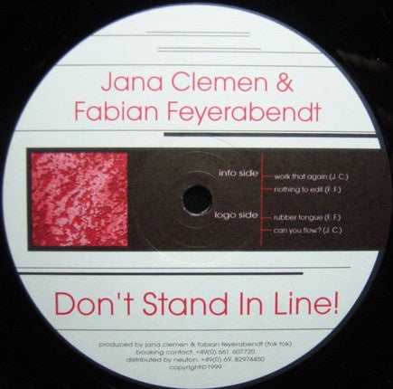 Jana Clemen, Fabian Feyerabendt ‎– Don't Stand In Line - VG+ 12" Single Record 1999 Convex German Import Vinyl - Techno - Shuga Records