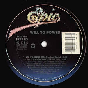 Will To Power ‎- Say It's Gonna Rain (New Remixes) - Mint- 12" Single Stereo 1988 USA - Freestyle / House