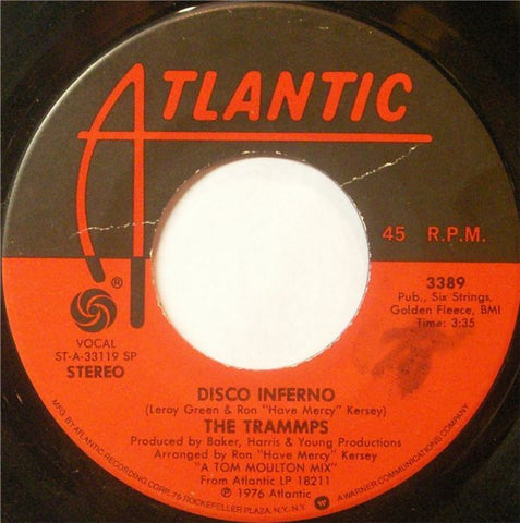 The Trammps ‎– Disco Inferno / That's Where The Happy People Go - VG+ 7" Single 45 Record 1978 USA - Soul / Disco