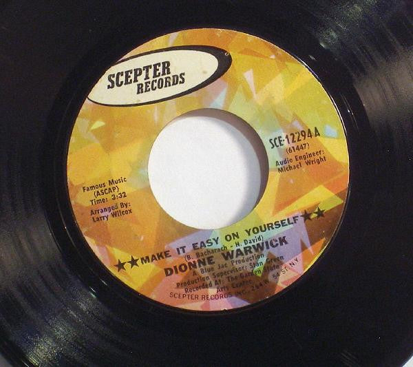 Dionne Warwick ‎– Make It Easy On Yourself / Knowing When To Leave - VG+ 7" Single 45 rpm 1970 Sceptor USA - Soul - Shuga Records