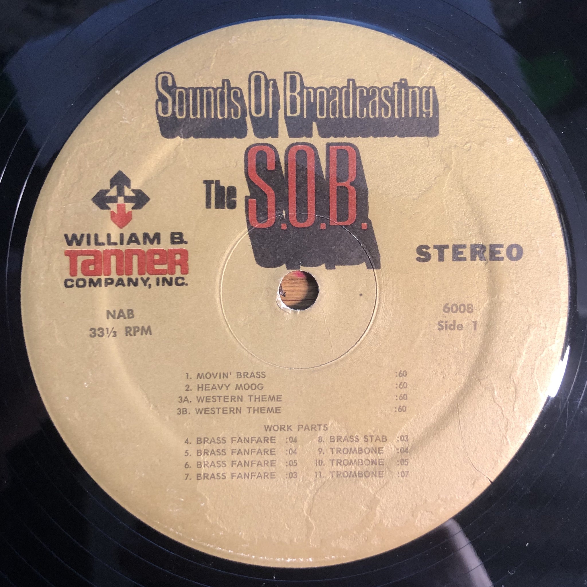 Unknown Artist - Sounds Of Broadcasting 6008 - VG+ Lp Record (No cover) William B. Tanner Company, Inc. USA Vinyl - Production / Sound Library / Funk / Rock - Shuga Records