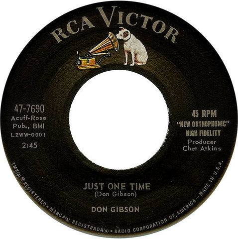 Don Gibson ‎– Just One Time / I May Never Get To Heaven - VG+ 7" Single 45rpm 1960 RCA Victor USA - Rock / Pop