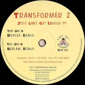 Transformer 2 ‎– Just Can't Get Enough 99 - New 12" Single 1999 UK Rudeboy Vinyl - Progressive House