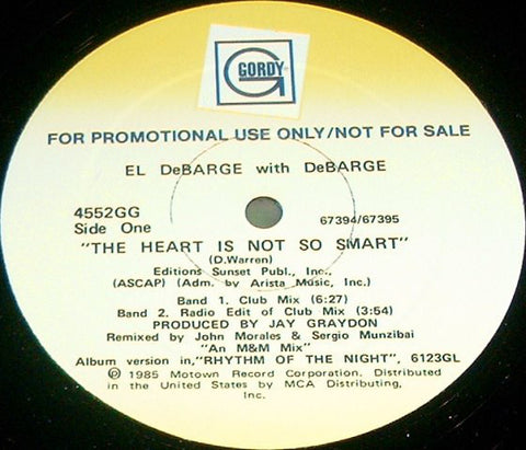 El DeBarge With DeBarge - The Heart Is Not So Smart Mint- - 12" Single 1985 Gordy USA - Funk/Soul