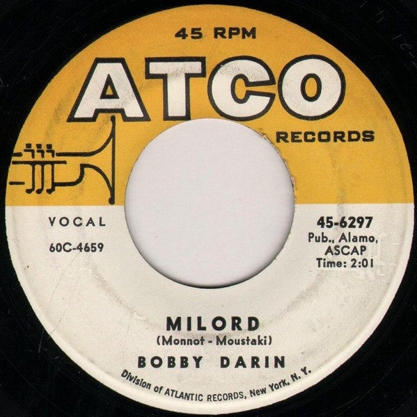 Bobby Darin ‎– Milord / Golden Earrings - VG+ 45rpm 1964 USA - Rock / Pop - Shuga Records