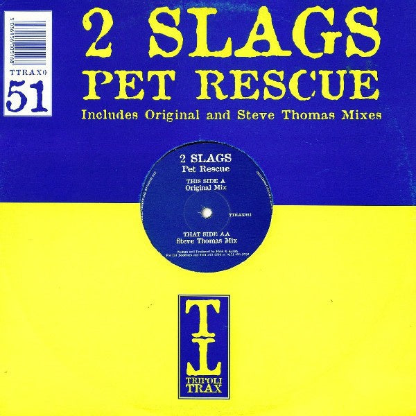 2 Slags ‎– Pet Rescue - VG+ 12" Single 2000 UK - Hard House - Shuga Records
