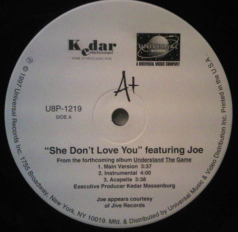 A+ ‎- She Don't Love You / Gotta Have It - VG+ 12" Single Promo 1997 USA - Rap / Hip Hop