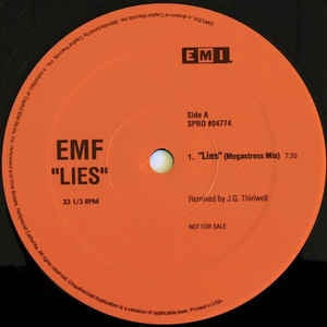 EMF - Lies - VG+ 12" Singles Promo 1991 EMI USA - Electronic / Big Beat