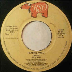 Frankie Valli- Grease- VG+ 7" Single 45RPM- 1978 RSO USA- Disco/Theme - Shuga Records