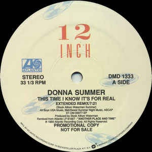 Donna Summer - This Time I Know It's For Real - M- 12" Single 1989 Atlantic USA - Synth-Pop