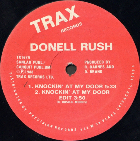 Donell Rush ‎– Knockin' At My Door - VG+ 12" Single Record 1988 Trax USA Vinyl - Chicago House