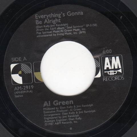 Al Green ‎– Everything's Gonna Be Alright / So Real To Me - VG= 7" Single 45RPM 1987 A&M Records USA - Funk/Soul