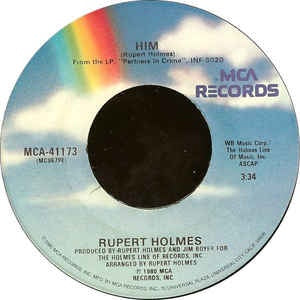 Rupert Holmes - Him / Get Outta Yourself- VG+ 7" Single Record 1980 MCA 45 Rpm USA- Pop Rock
