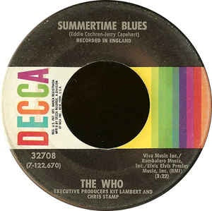 The Who - Summertime Blues / Heaven And Hell - VG+ 7" Single 45RPM 1970 Decca USA - Rock