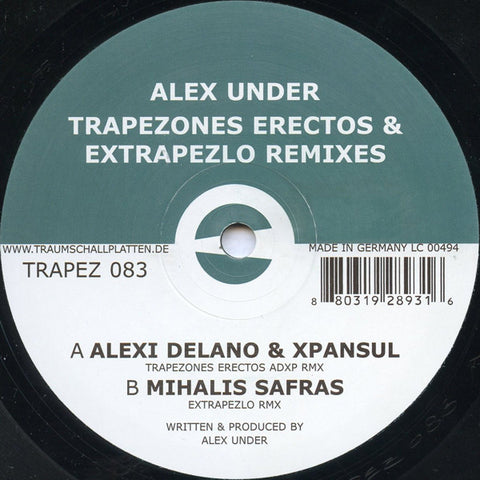 Alex Under ‎– Trapezones Erectos & Extrapezlo Remixes - Mint- 12" Single (German Import) 2008 - Techno / Mininal