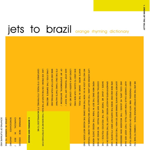 Jets To Brazil ‎– Orange Rhyming Dictionary - New Vinyl Record 2017 Jade Tree Limited Edition 2-LP Reissue on Clear Vinyl (First Time on Vinyl Since 1999!) - Emo / Indie Rock