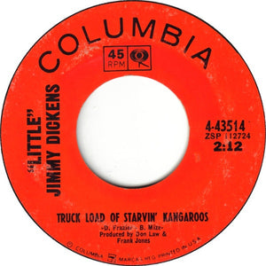 "Little" Jimmy Dickens- When The Ship Hit The Sand / Truck Load Of Starvin' Kangaroos- VG+ 7" Single 45RPM- 1966 Columbia USA- Folk/Country